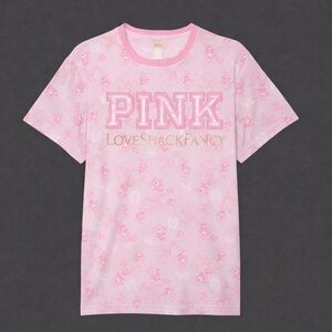VS PINK x LoveShackFancy Limited Edition Pink Floral Tee in beaux icons